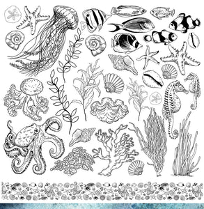 Saltwater Collection Cover - 12"x12" Scrapbooking Paper - Cut & Colour