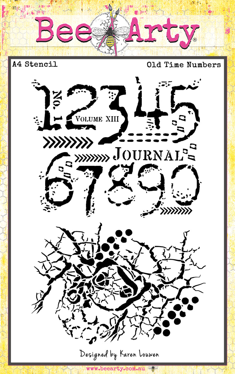 Old Time Numbers A4 Stencil Bee Arty