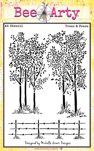 Trees & Fence - A4 Stencil